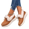 thumbnail image 4 of NexTorq Women's Winter Shoes Fuzzy Lined Warm Slip-On Boots with Bow Thick Sole Moc Toe Cozy Cold Weather Footwear for Walking and Everyday Comfort Wear Camel US-7 (EU-39), 4 of 5