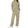 thumbnail image 7 of THDHVS Workout Sets for Women,Gym Sets Woman,Women Cotton Blend Sweatshirt and Wide Leg Sweatpants Set with Pocket for Casual Sportswear and Everyday Comfortable Style Khaki S, 7 of 7