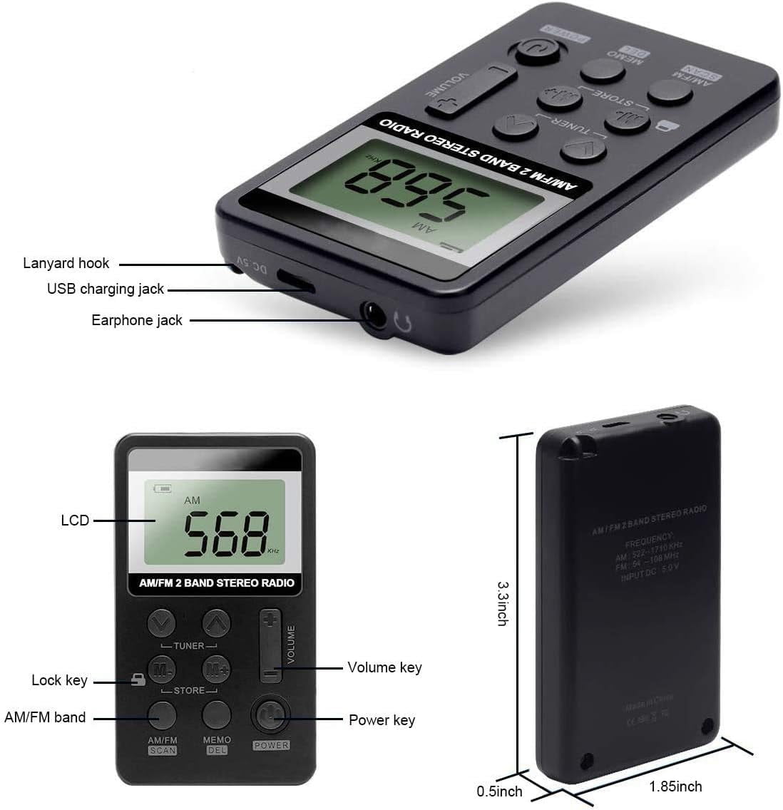 FM/AM Radio,Mini Portable Radio,Walkman,Personal Radio Headset