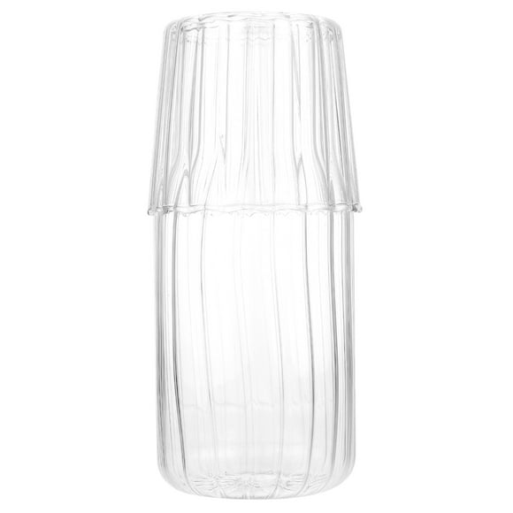 1 Juego de hervidor de agua de vidrio con soporte transparente para bebidas y taza.
