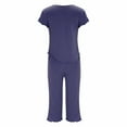 thumbnail image 5 of WTXUE Pajama Sets Womens Sleepwear Womens Solid Color Pajamas Round Neck Short Sleeved Pajamas Capris Pajama Set | 2-Piece L, 5 of 5