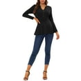 thumbnail image 2 of Allegra K Women's Peplum Knit Split Neck Elegant Stretchy Button Decor Tunic Tops, 2 of 5