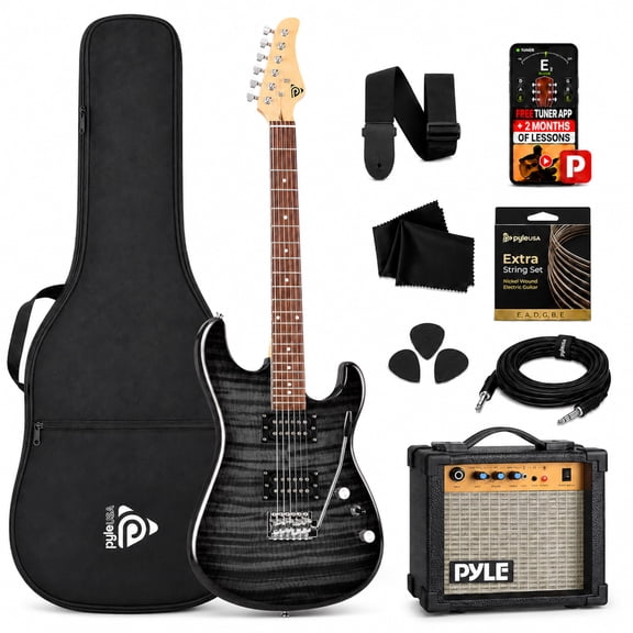 Pyle Electric Guitar Kit with Amp for Beginners – Full Size 39” Guitar, Humbucker Pickups, Rock Amplifier Starter Set for Kids, Youth & Adults