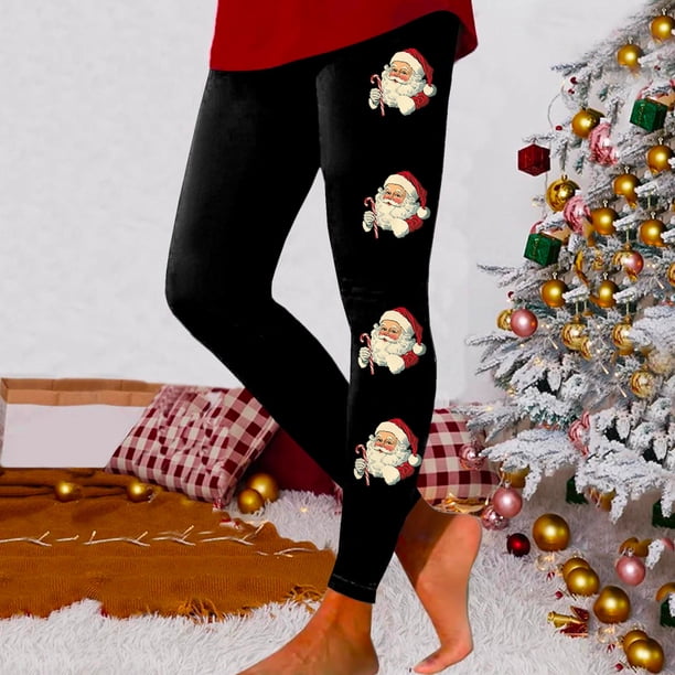 MKLEKYY Leggings deportivos push up para mujer, leggings para entrenamiento, leggings con estampado navideño, pantalones de bloques de color, leggings elásticos suaves 3667