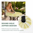 thumbnail image 4 of Round Outdoor Tablecloth with Umbrella Hole and Zipper, Yellow Palm Tree Tablecloth with Elastic Waterproof, Summer Botanical Tropical Tree Patio Table Covers for 36" - 44" Picnic Pool Tables, 4 of 9