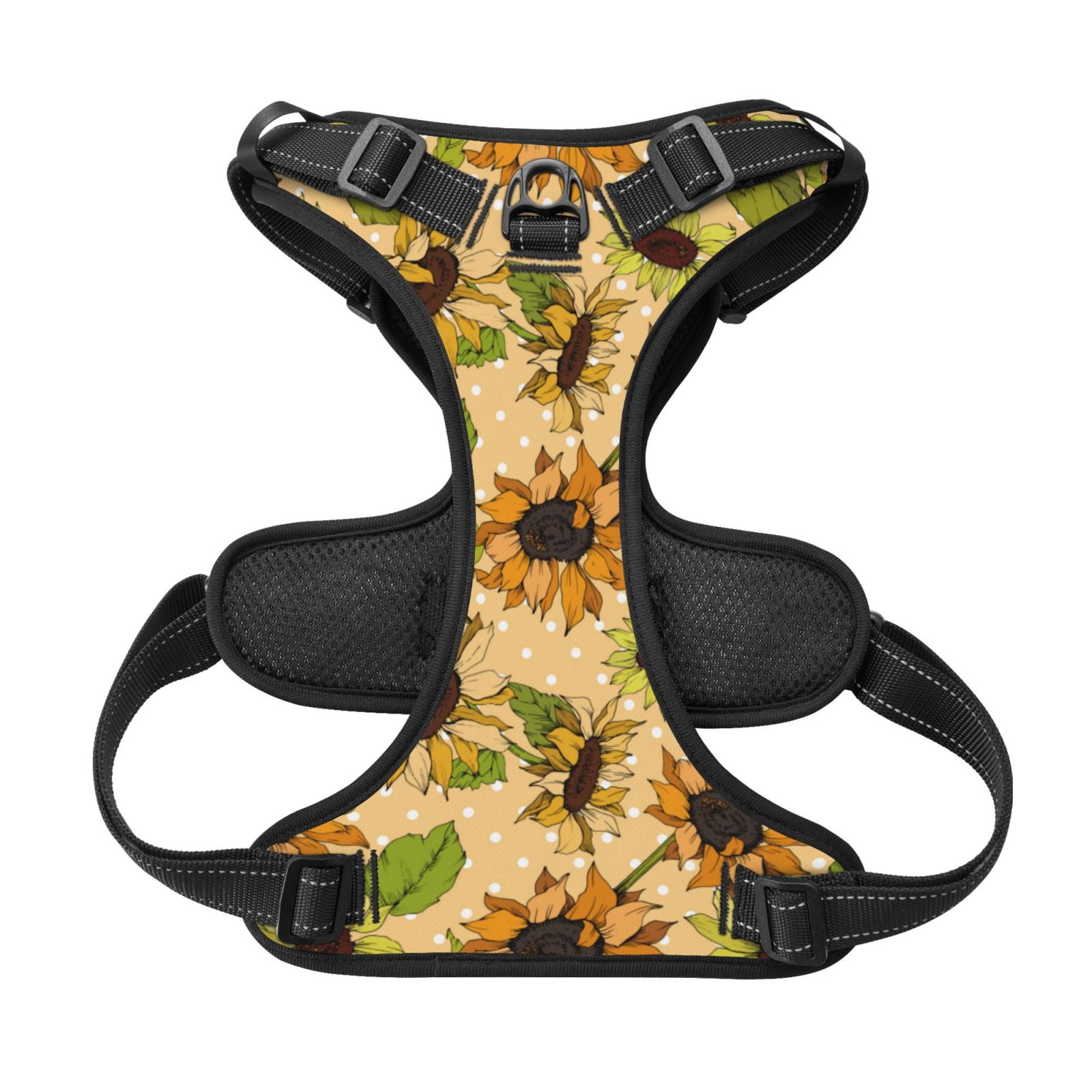 Kdxio Sunflowers Print No Pull Dog Harness Adjustable Reflective Oxford Easy Control Medium Large Dog Harness for Training and Everyday-Large