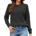 thumbnail image 1 of Gibobby Sueteres Para Mujeres Calientitos Suéter de cuello para mujer Otoño Invierno Nieve Color Cuello redondo Manga larga de punto(Negro,M), 1 of 6