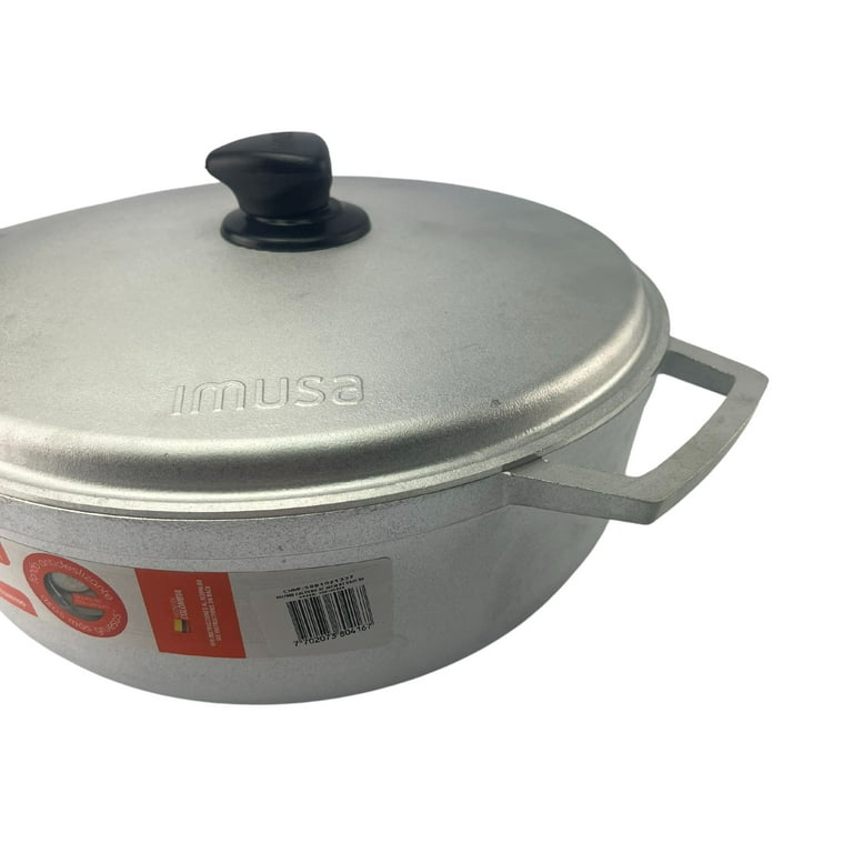 IMUSA Caldero Cooking Stock Pot Cast Aluminum Rounded Sides Lid Handles  9inX3in