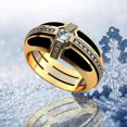 thumbnail image 4 of Unisex Geometric Cross Ring: Alloy Inlaid Artificial Gemstones, Golden Finish, Fashion Jewelry for Men and Women, 4 of 4