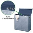 thumbnail image 6 of mDesign Divided Laundry Hamper Basket with Lid, Chrome Handles - Navy, 6 of 9