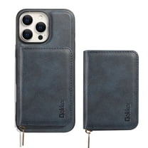 Wallet Case for iPhone 14 Pro Compatible with MagSafe for Men Women, Detachable Magnetic Flip Zipper Wallet with RFID Blocking Card Slots Shockproof Rugged Anti-fall Phone Case,Blue