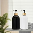 thumbnail image 6 of 500ml Strip Soap Dispenser with Bamboo Pump Refillable Hand Pump Bottle for Shampoo Conditioner Bathroom Liquid Lotion Container (1x Black 1x White,500ml), 6 of 7