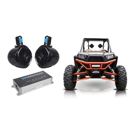 Pair Rockville 8" 300w Tower Speakers+2-Channel Amplifier 4 Polaris RZR/ATV/UTV