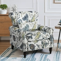 Wingback Accent Chair with Removable Pillow, High Back Floral Armchair with Solid Wood Legs & Nailhead Trim, Comfy Upholstered Reading Single Sofa Chair for Bedroom (1, Bird Floral Pattern)