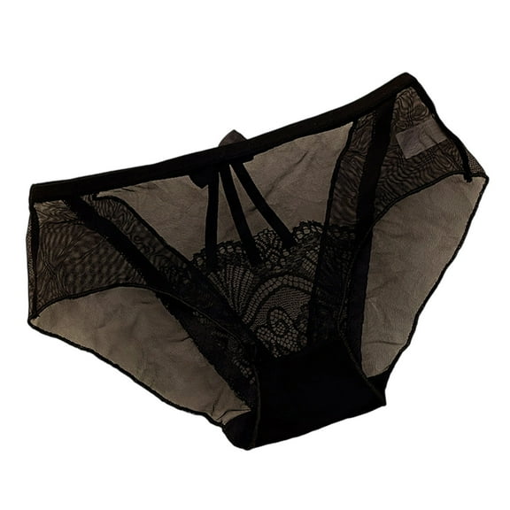 lulshou Womens Underwear Low Waist Sheer Mesh Panties Sexy Hollow Out Seamless Soft Comfortable Briefs Underwear, Black, M