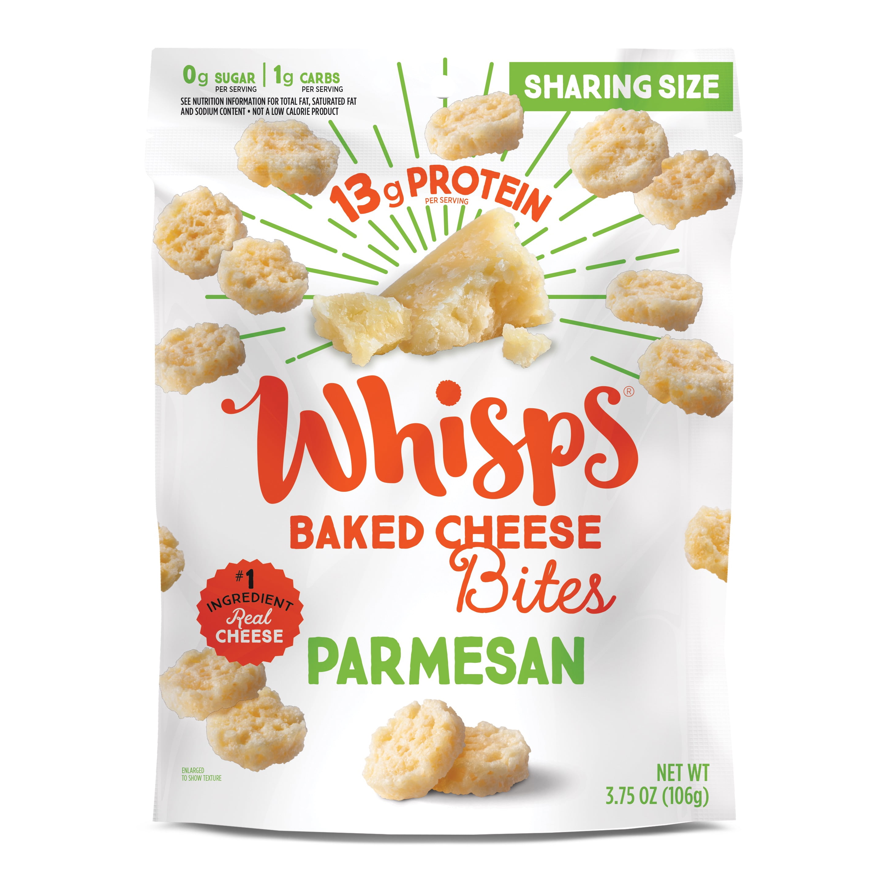 Whisps Parmesan Baked Cheese Bites, 100 Real Cheese Snack, Family Size