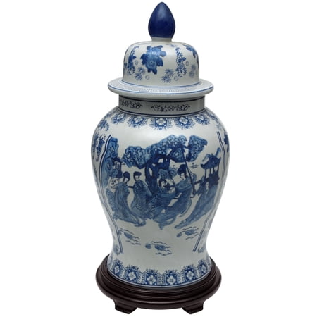 UPC: 0849527055328 | 24  Ladies Blue & White Porcelain Temple Jar