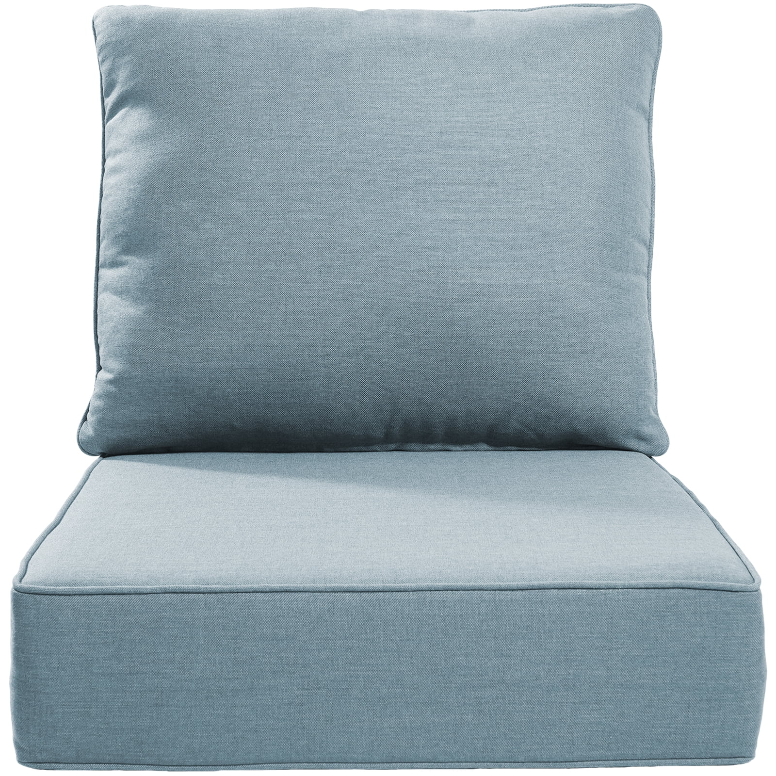 POCASSY 6" Thick Outdoor Chair Cushions Set of 3, 24" x 24" x 6" Outdoor Cushions for Patio Furniture, Deep Seat and High Back Cushion for Patio Rocking Dining Chair and Couch, Lake Blue