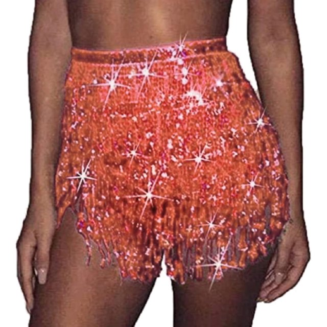 Faldas con borlas de lentejuelas para mujer, bufanda de cadera con flecos Rave para festival
