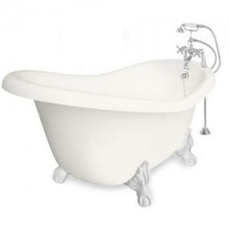 - American Bath Factory T021B-WH-L-B Champagne Marilyn 67 in. Bisque Acrastone Air Bath Tub, White Metal Finish, Large