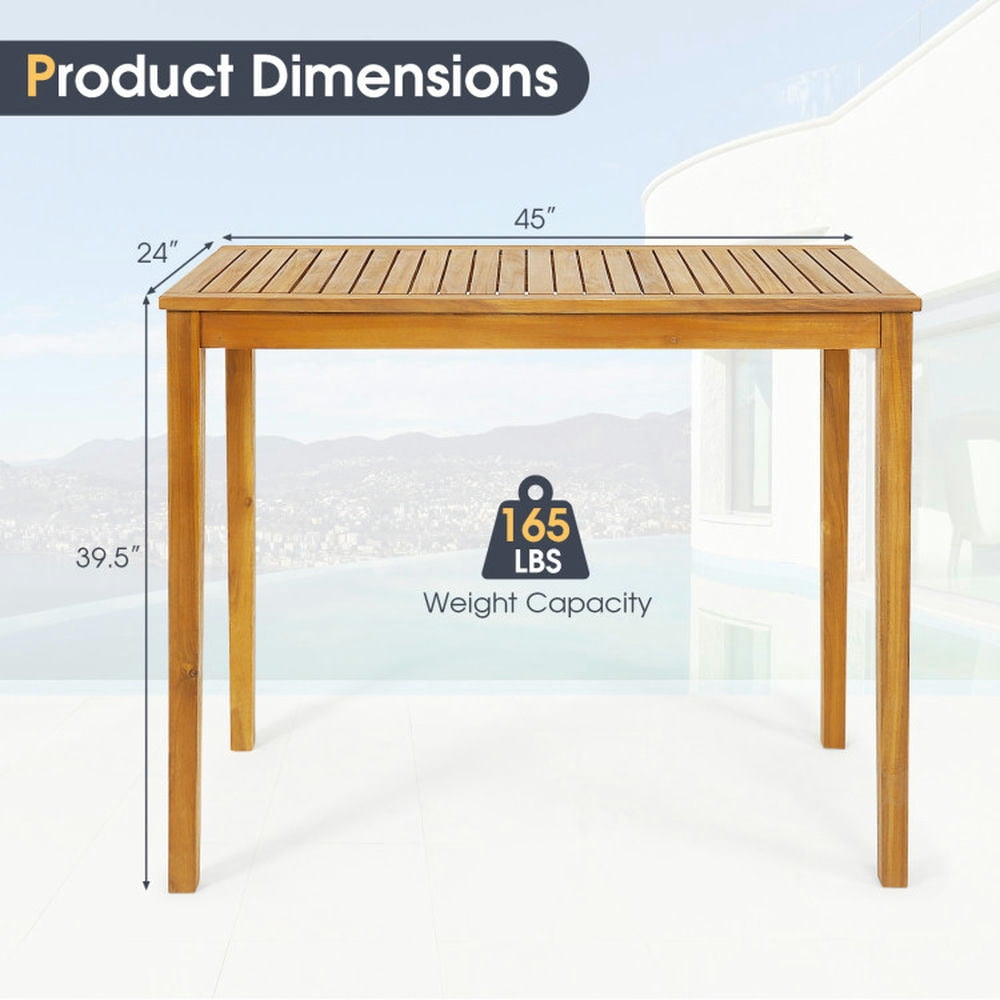 Kadyn Outdoor Coffee Table, Coffee Side Table,Rectangular Indoor and Outdoor Bar Height Table for Garden