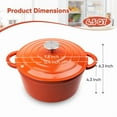 thumbnail image 3 of Hawsaiy 4.5 QT Enameled Cast Iron Dutch Oven with Lid, Nonstick Cookware for Baking, Roasting, Braising & Cooking, Dual Handles, Orange, 3 of 10