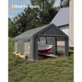 thumbnail image 6 of 12x20 ft Carport, Car Port with 200 g PE Tarp, Roll-Up Doors, and 4 Windows, for Full-Size Pickups, Bass Boats, Tractors, and SUVs, Gray, 6 of 7
