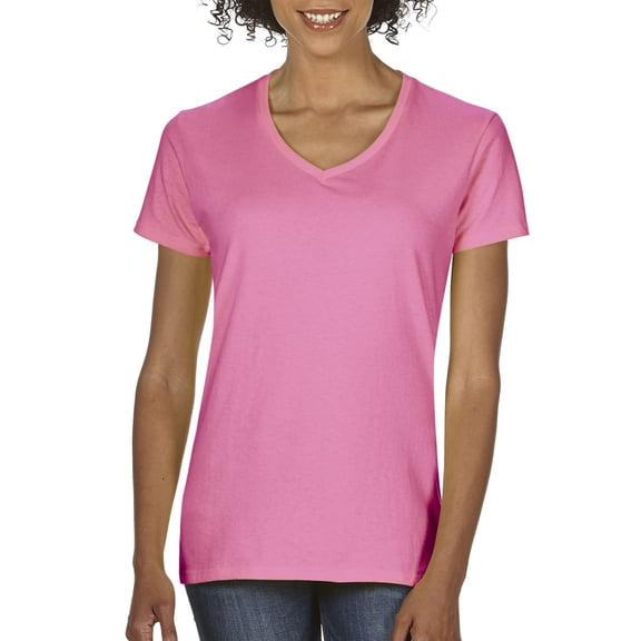 Gildan Lds HvyCtn VNeck Azalea