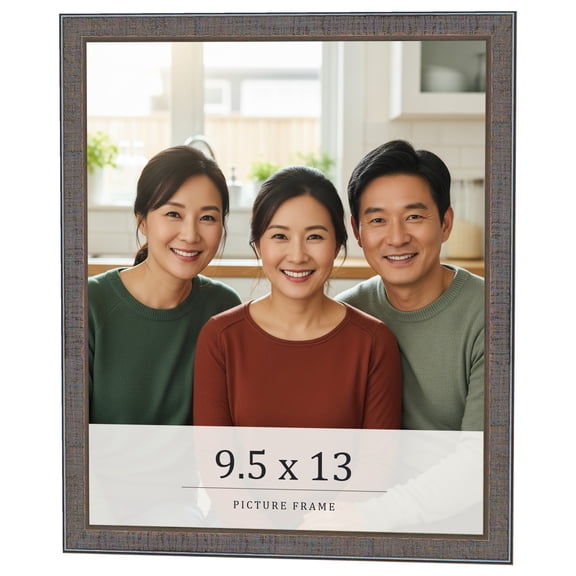 9.5x13 Frame Blue Kingsley Pewter Solid Wood Picture Frame Width 0.75 Inches |Interior Depth 0.5