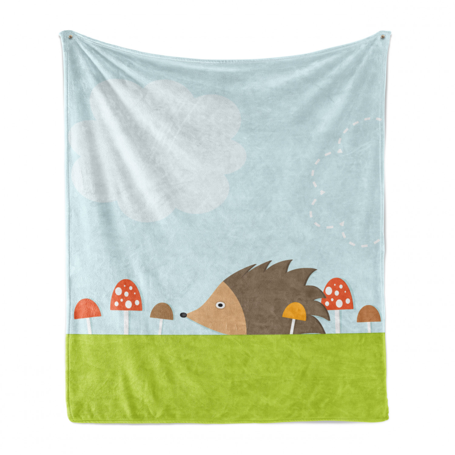Hedgehog Soft Flannel Fleece Throw Blanket, Animal in the Mushroom