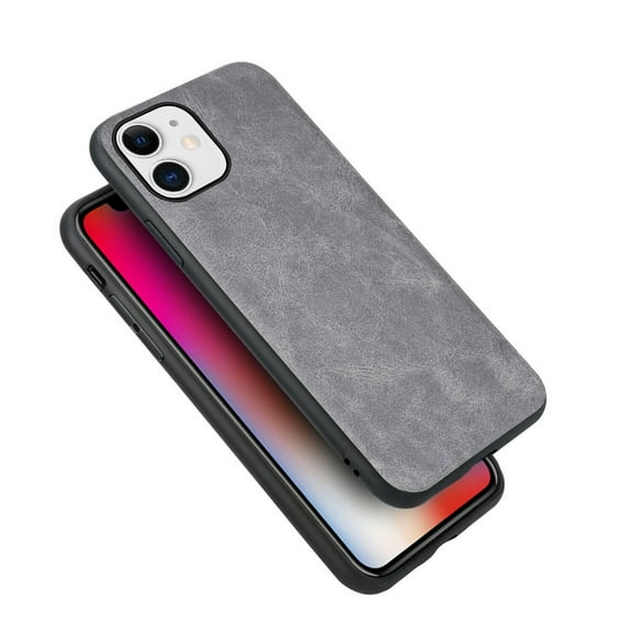 Goldcherry for iPhone 11 Case,Slim PU Leather Vintage Shockproof Cover Lightweight Premium Soft TPU Bumper Hard PC Hybrid Case For iPhone 11 6.1" 2019(Gray)