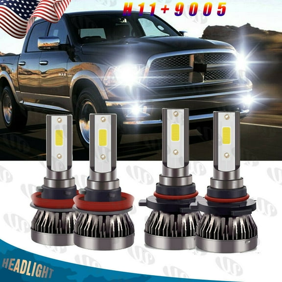 For 2012-2018 Dodge Ram 1500 2500 3500 Combo 9005 H11 LED Headlights Hi/Lo Bulbs