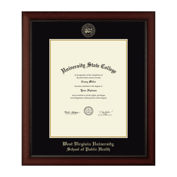 Framerly - WVU Public Health Diploma Frame with Black and Gold Mat