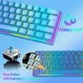 thumbnail image 3 of Lexontech UK Layout 60% Mechanical Keyboard 62 Keys Blue Switch Wired USB C 14 Chroma RGB Backlit Gaming Keyboard 6400DPI Ultra-Light Honeycomb Mouse Large Mouse Pad, Compatible With PS4,Xbox,PC -Blue, 3 of 11