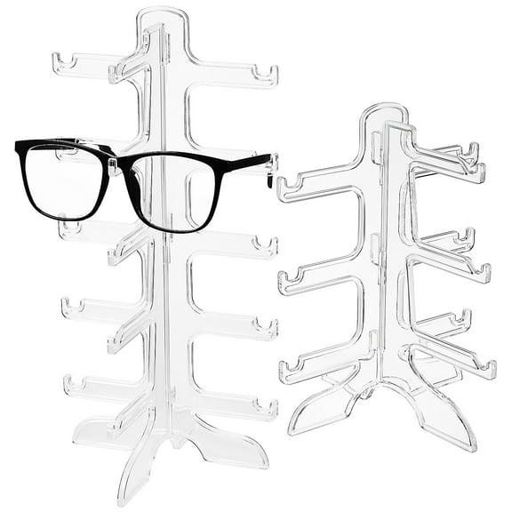 2 Pcs Transparent Glasses Display Stand Eyeglass Holder Acrylic Eyeglasses Frame Sunglasses Organiser Cabinet Eyewear Plastic
