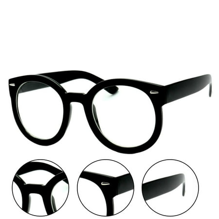Simplified Round Nerdy Glasses Black Transparent Lens
