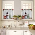 thumbnail image 4 of Christmas Tree Snowman Kitchen Curtains and Valances Set, Winter Snowflakes Red Flowers Grey Rod Pocket Window Valance Window Curtain Panels for Living Room Bedroom Laundry, 27.5x36in, 3 Pieces, 4 of 7