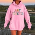 thumbnail image 2 of Unisex Teacher Print Long Sleeve Hooded Sweatshirt for Autumn Winter Comfort Casual Wear with Front Pocket Design, 2 of 4