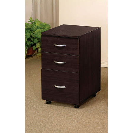 File Cabinet With 3 Drawer Espresso Particle Board Wood Veneer