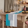 thumbnail image 2 of Table Runners 70 Inches Long Dress Scarves, Blue Abstract Farmhouse Coffee/Dining/Kitchen Table Decor, Holiday Table Runner, Grey Geometric Oil Painting Vintage Gradient 13x70 Inch, 2 of 9