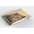 thumbnail image 2 of Ambesonne Brown Mandala Pillow Sham 2 Pack, Flower Detail, 26"x20", Beige and Brown, 2 of 3