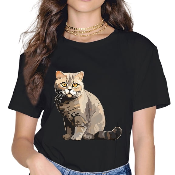 Brown Cat Orange Eyes T-Shirt Cats Tee Shirt Gifts T-Shirt