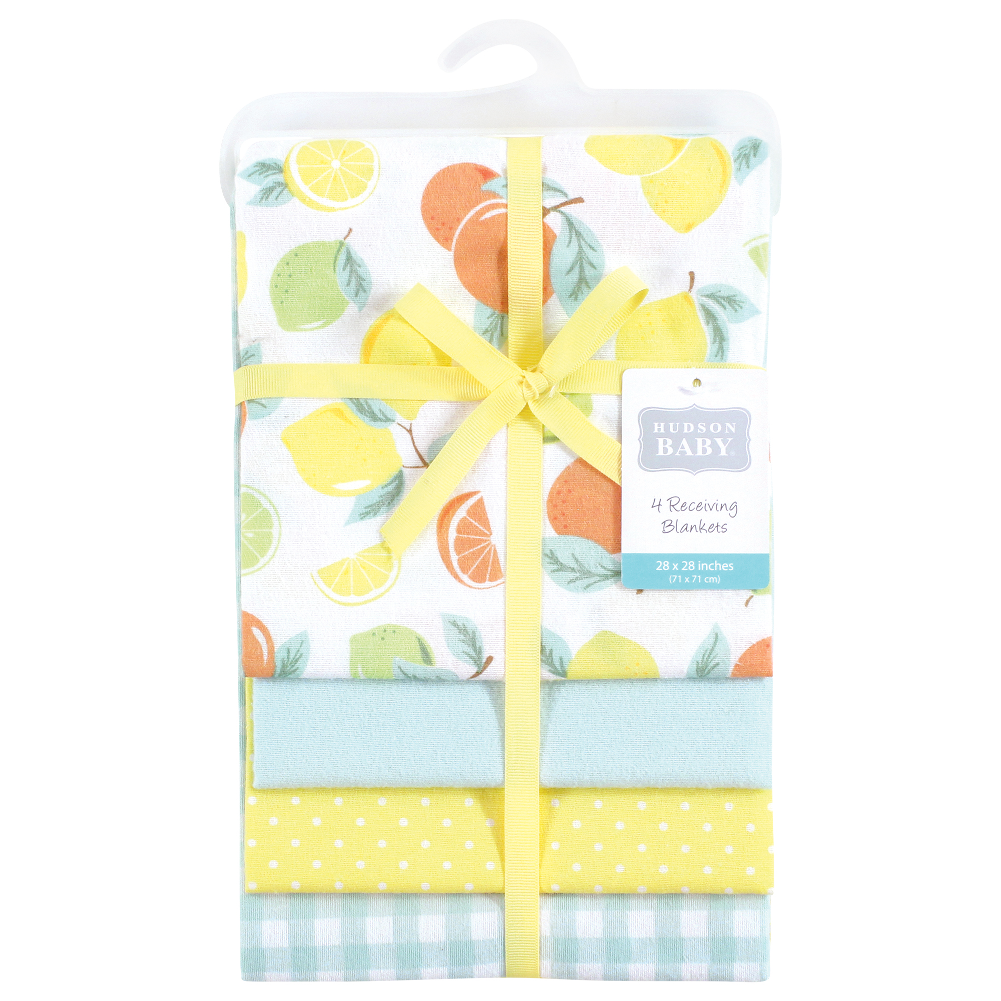 Hudson Baby Unisex Baby Cotton Poly Flannel Receiving Blankets, Citrus Mint, One Size