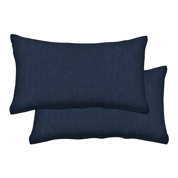 Honeycomb Outdoor Lumbar Toss Pillow Set 20"" W x 12"" L Textured Solid Indigo Blue Outdoor Pillows