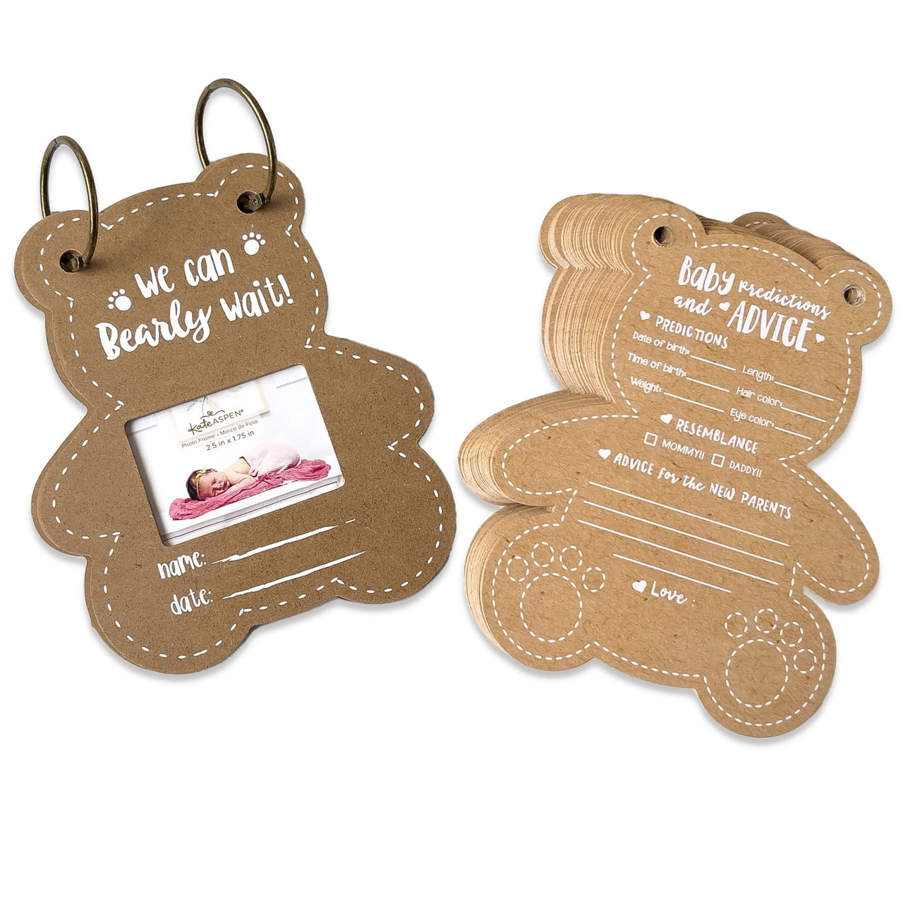 Teddy Bear Baby Prediction Card Book Keepsake, By Kate Aspen Advice Cards, Best Wishes, Boho Baby Shower Decoration, Gender Neutral Baby Shower Game & Party Activity