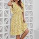 thumbnail image 4 of Vestido estampado de verano para mujer Vestido ajustado de manga corta con cuello en V Vestido de playa Vestido de sol Vestido midi fluido con volantes Fridja  bnh3732, 4 of 6