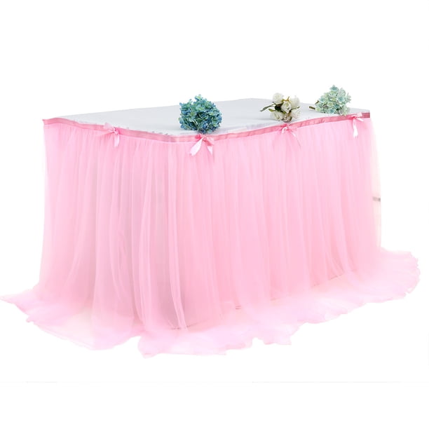 Falda de mesa de malla para fiesta de cumpleaños, mesa de postres de Halloween, falda de mesa plisada de malla de color europeo y americano