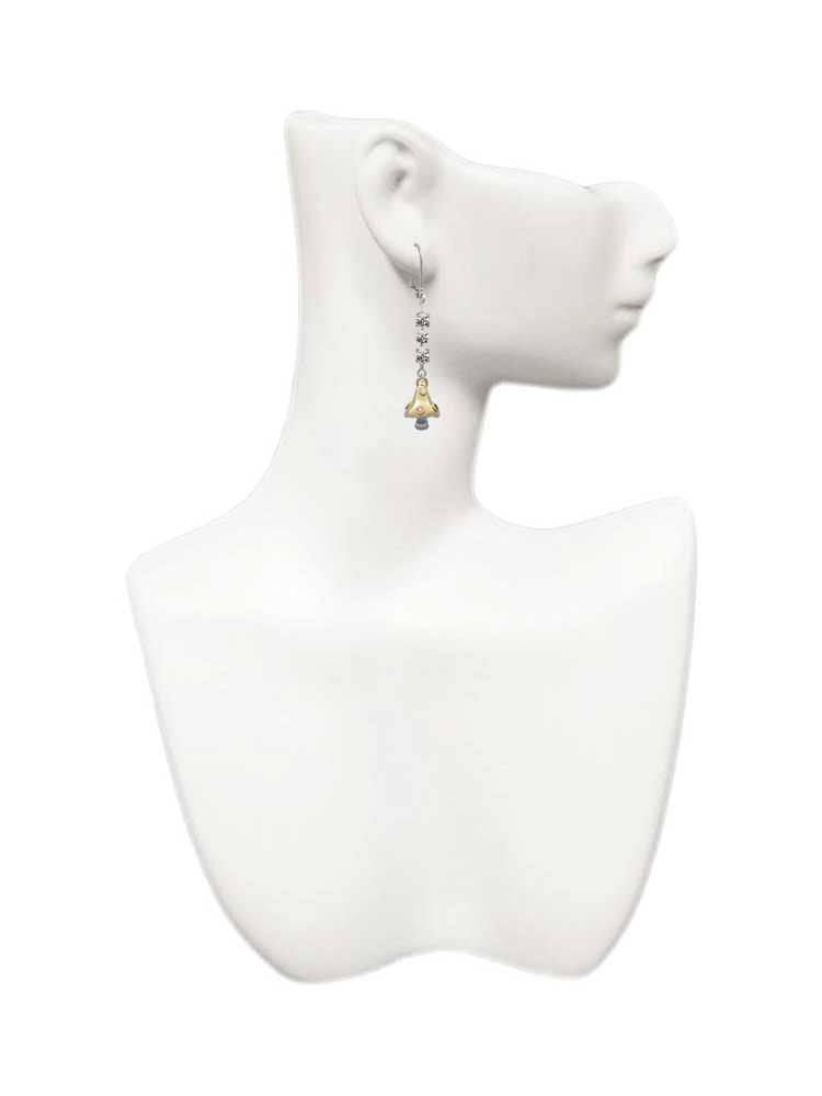 3-D Goldtone Mushroom with Crystals Crystal Madison Leverback Earrings