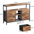 thumbnail image 3 of Zocalo Mueble para TV con 4 Cajones y Luces LED, Centro de Entretenimiento con 2 Enchufes y 2 Puertos USB, Estantes de Almacenamiento, Estilo Rústico Industrial, Marrón, 3 of 10