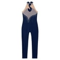 thumbnail image 4 of Alvivi Kids Girls Rhinestone Dance Unitard Mesh Patchwork Sleeveless Ice Skating Gymnastics Jumpsuit Navy Blue 6, 4 of 5